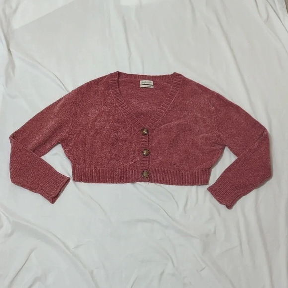 Urban Outfitters Maura Cropped Cardigan, Color Pink Size L - Picture 1 of 14